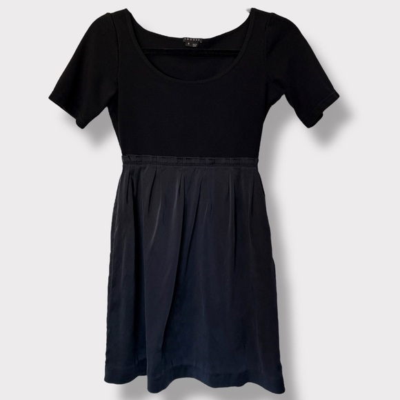 THEORY Melody Black Silk Short Sleeve Casual Dress- Size 4 - Picture 1 of 6